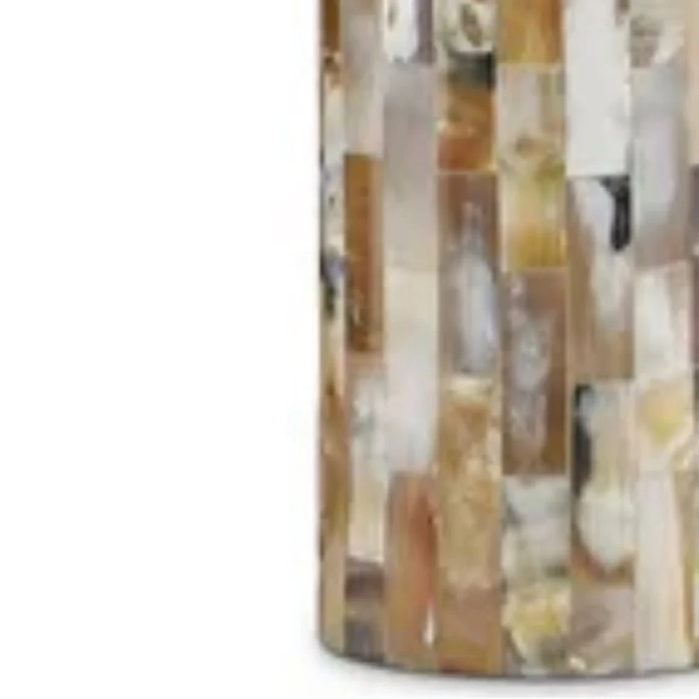 Crate&barrel Neutral Mosaic Pillar Candle - Set of 2